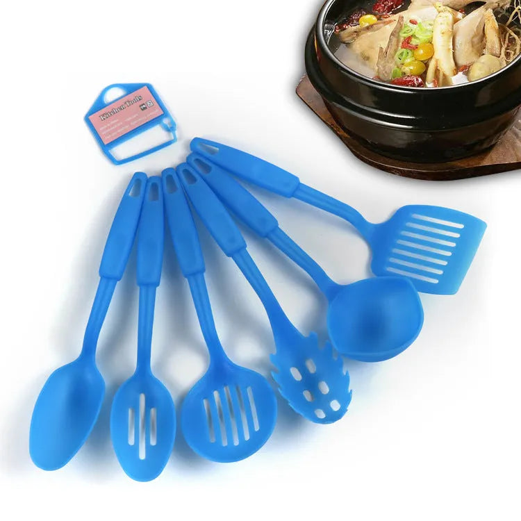 Black rubber kitchen utensil set with spatula spoon for non-stick cookware protection