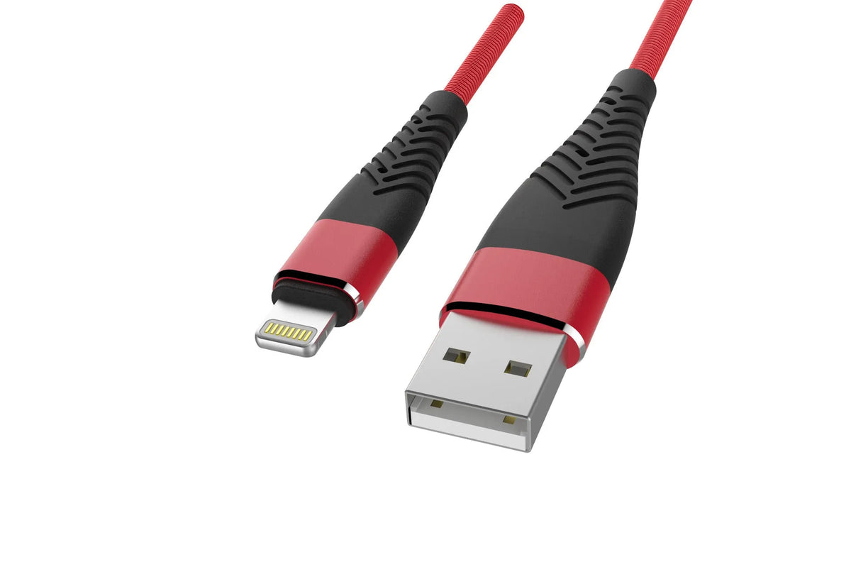Braided data charging cable, 1.2m, single head, shown in black, blue, or red for general charging use
