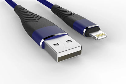 Braided data charging cable, 1.2m, single head, shown in black, blue, or red for general charging use