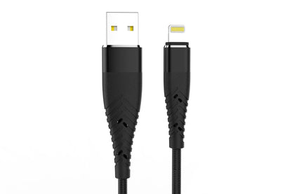 Braided data charging cable, 1.2m, single head, shown in black, blue, or red for general charging use