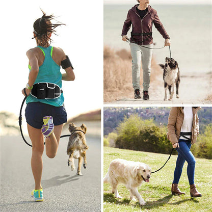 Hands-Free Dog Walking Waist Bag with Adjustable Belt, Drawstring Closure, and Mesh Pockets for Outdoor Adventures