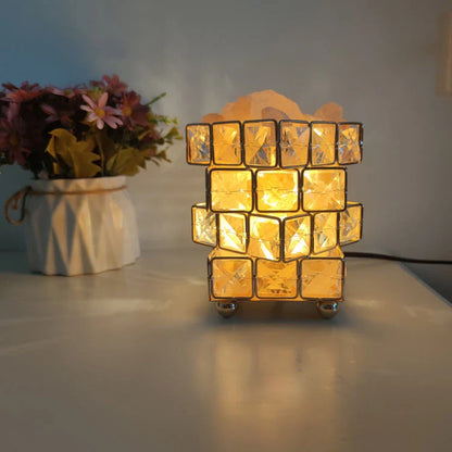 Premium crystal salt lamp with warm, soothing glow and natural air purification capabilities
