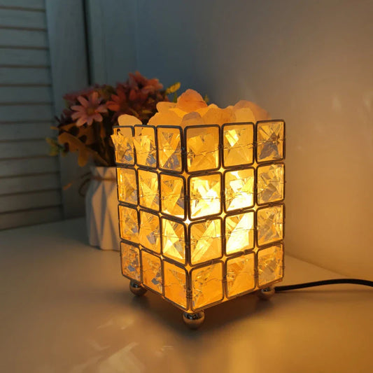 Premium crystal salt lamp with warm, soothing glow and natural air purification capabilities