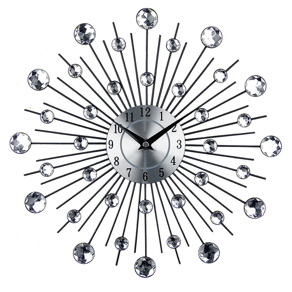 33 cm round silver metal wall clock with aluminium dial showing pointer and number display