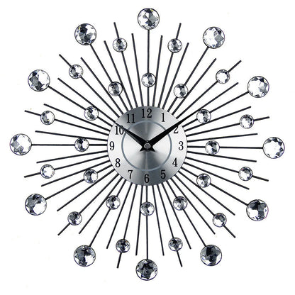 33 cm round silver metal wall clock with aluminium dial showing pointer and number display