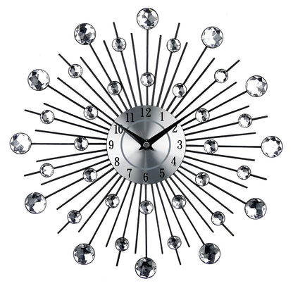 33 cm round silver metal wall clock with aluminium dial showing pointer and number display