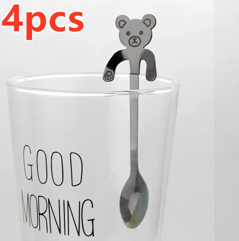 304 stainless steel coffee spoon with cartoon animal handle measuring 11.8cm long