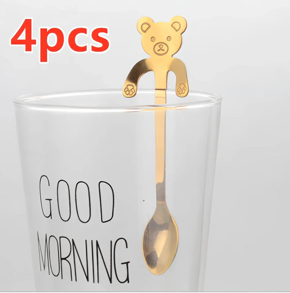 304 stainless steel coffee spoon with cartoon animal handle measuring 11.8cm long