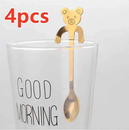 304 stainless steel coffee spoon with cartoon animal handle measuring 11.8cm long
