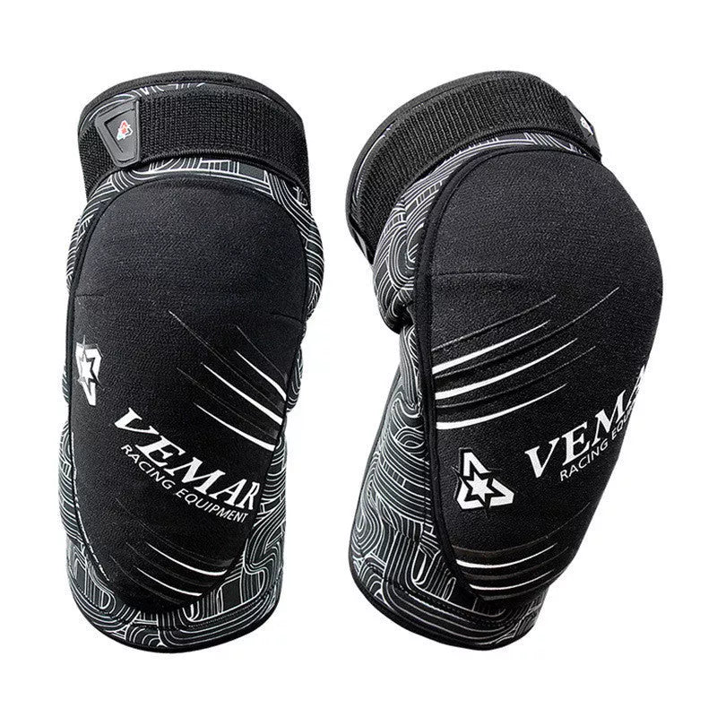 Cycling knee pads in black, blue, yellow, green, and red for sports protection