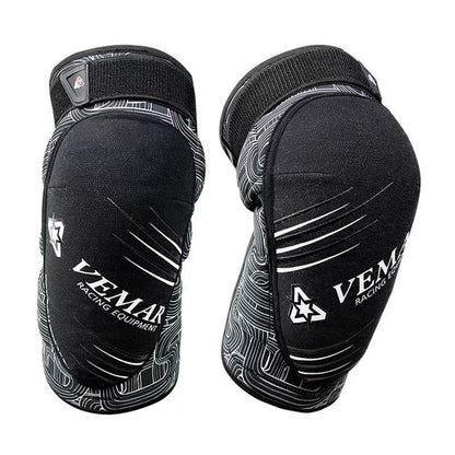 Cycling knee pads in black, blue, yellow, green, and red for sports protection