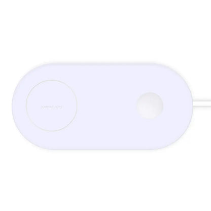 White dual phone wireless charging pad for simultaneous fast charging of two mobile phones