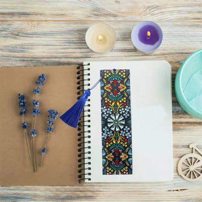Leather bookmark with special-shaped diamond mandala flower embroidery craft painting
