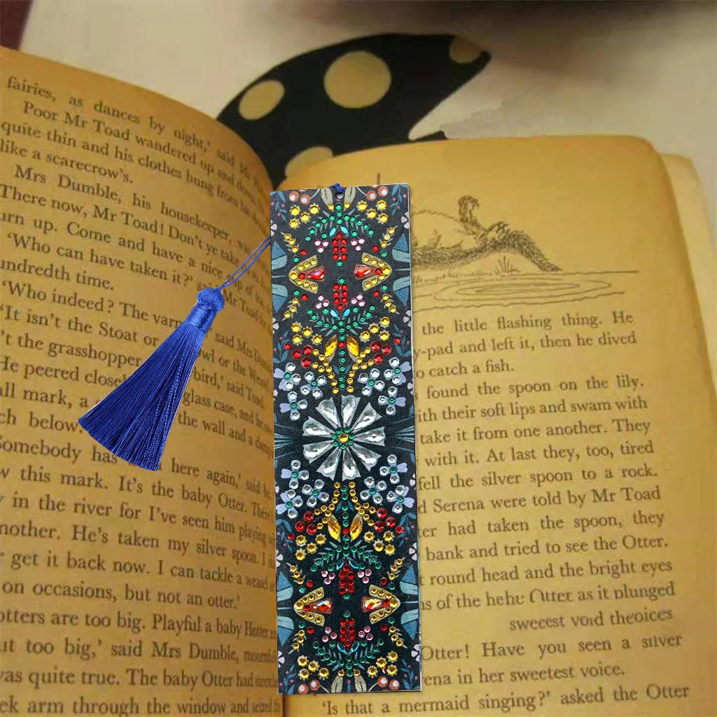 Leather bookmark with special-shaped diamond mandala flower embroidery craft painting