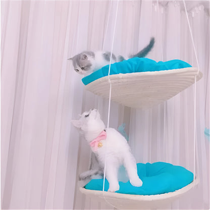 Medium Sky Blue cat climbing frame with cat tree, jumping platform, scratching frame, hammock and storage space