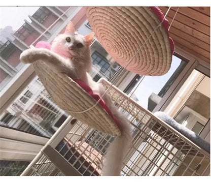 Medium Sky Blue cat climbing frame with cat tree, jumping platform, scratching frame, hammock and storage space