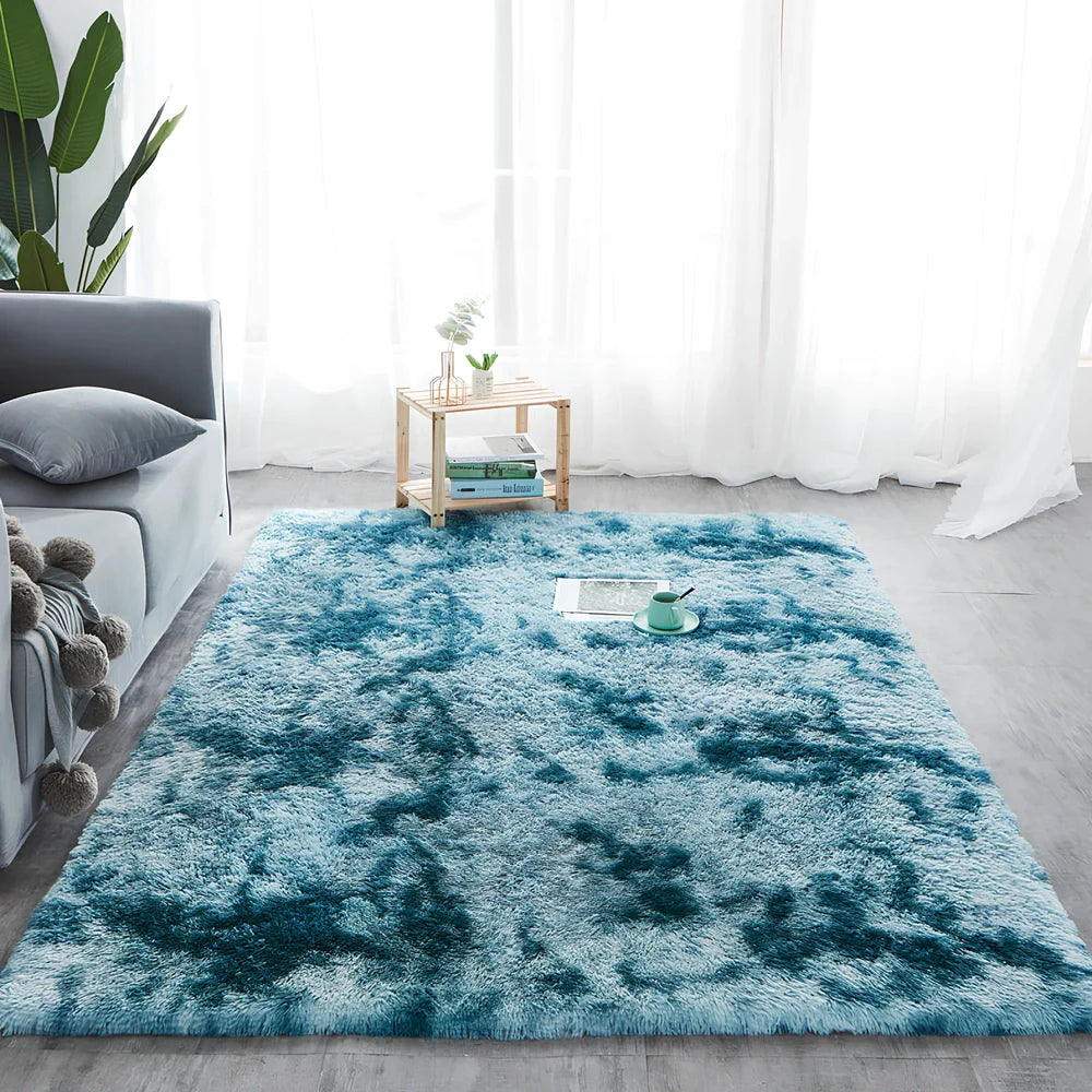 Machine-woven polyester-cotton blend carpet in rectangle shape with consistent pile texture