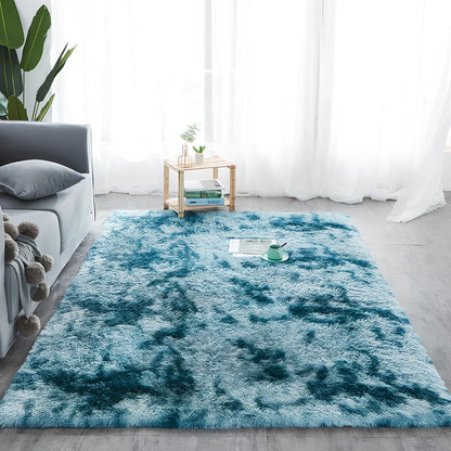 Machine-woven polyester-cotton blend carpet in rectangle shape with consistent pile texture