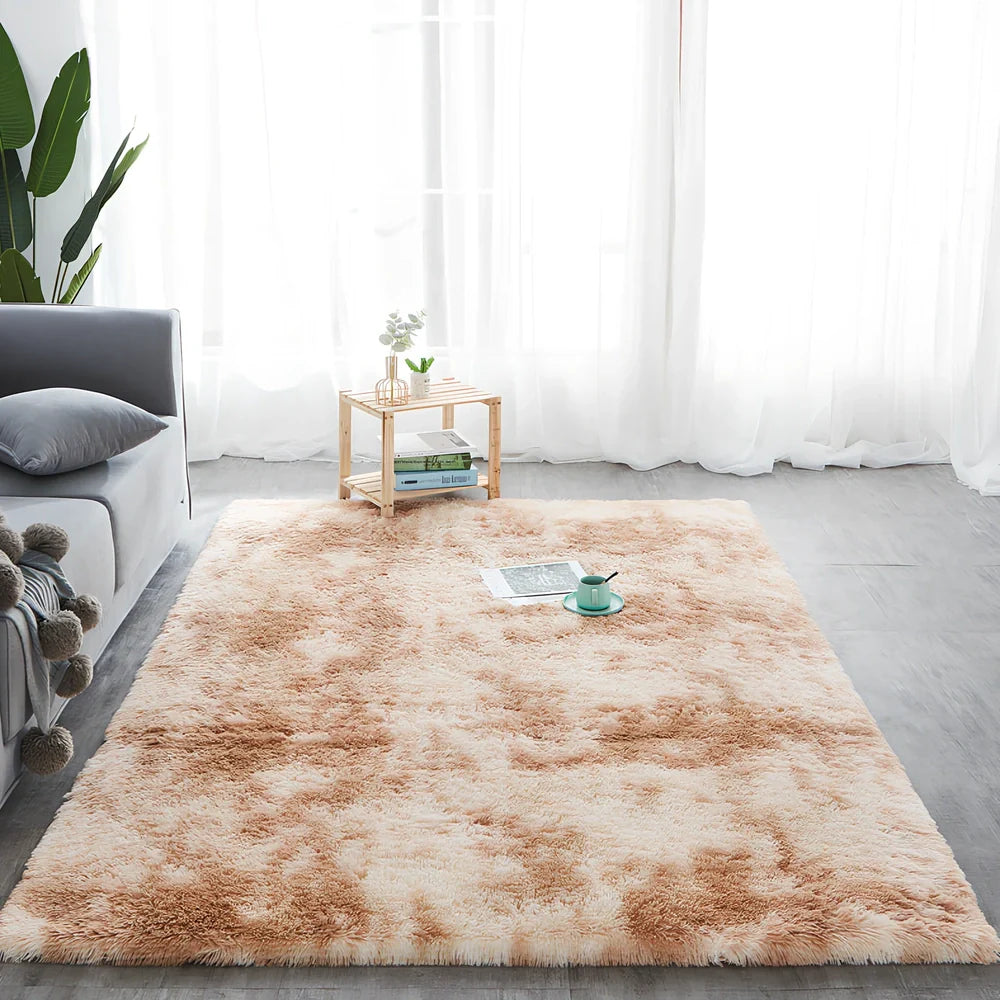 Machine-woven polyester-cotton blend carpet in rectangle shape with consistent pile texture