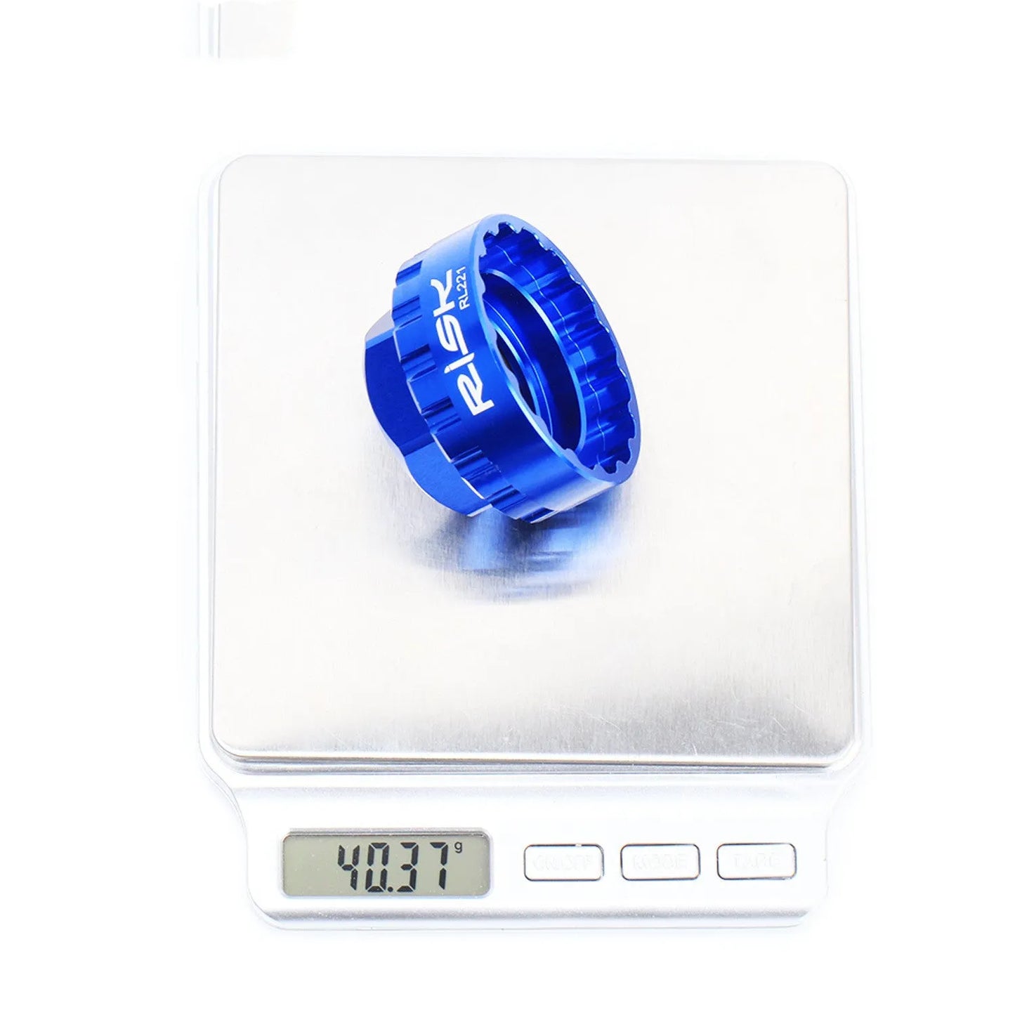 Blue aluminium alloy 12-speed direct mount disc removal tool for bicycle maintenance