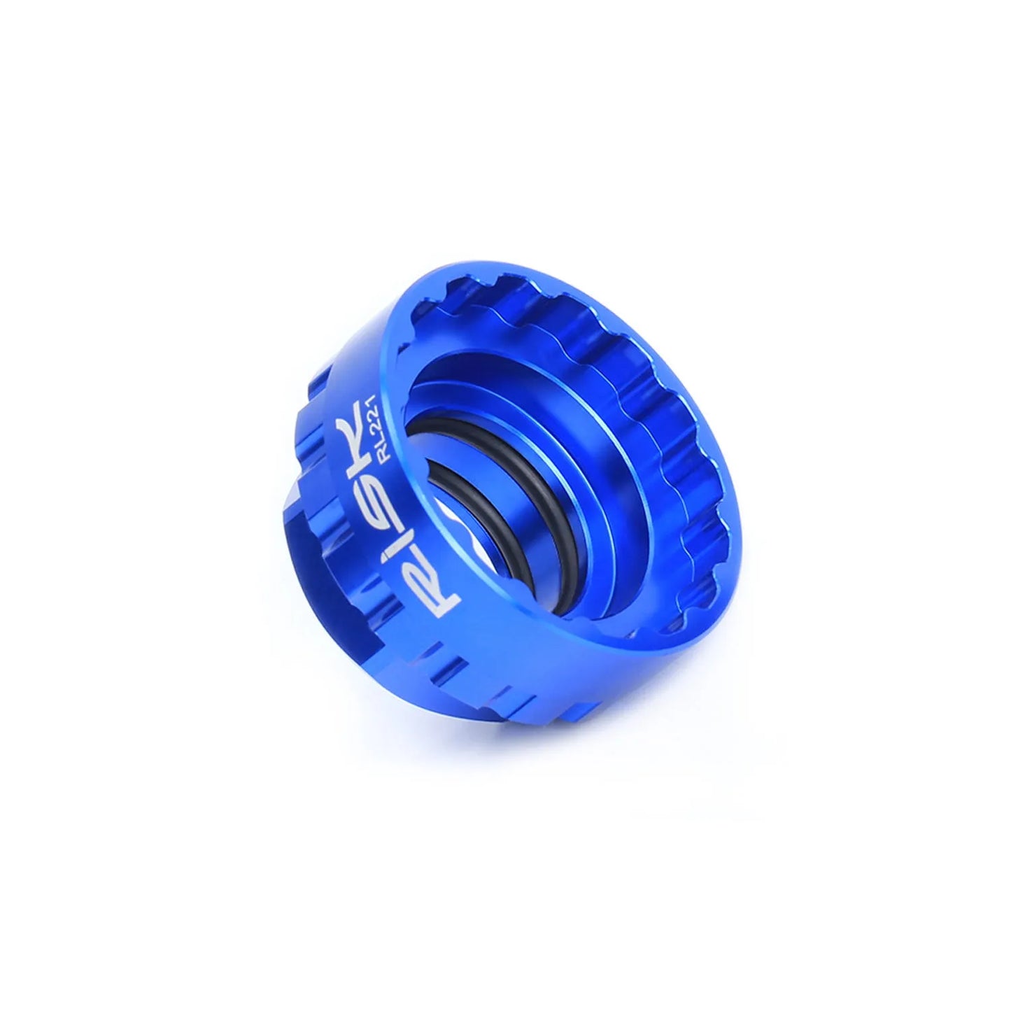 Blue aluminium alloy 12-speed direct mount disc removal tool for bicycle maintenance