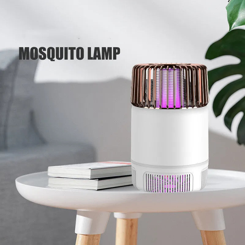 USB electric mosquito killer lamp household insect zapper with powerful fan suction and LED trap light technology for rooms up to 50 square metres, available in classic black or fashionable ivory white