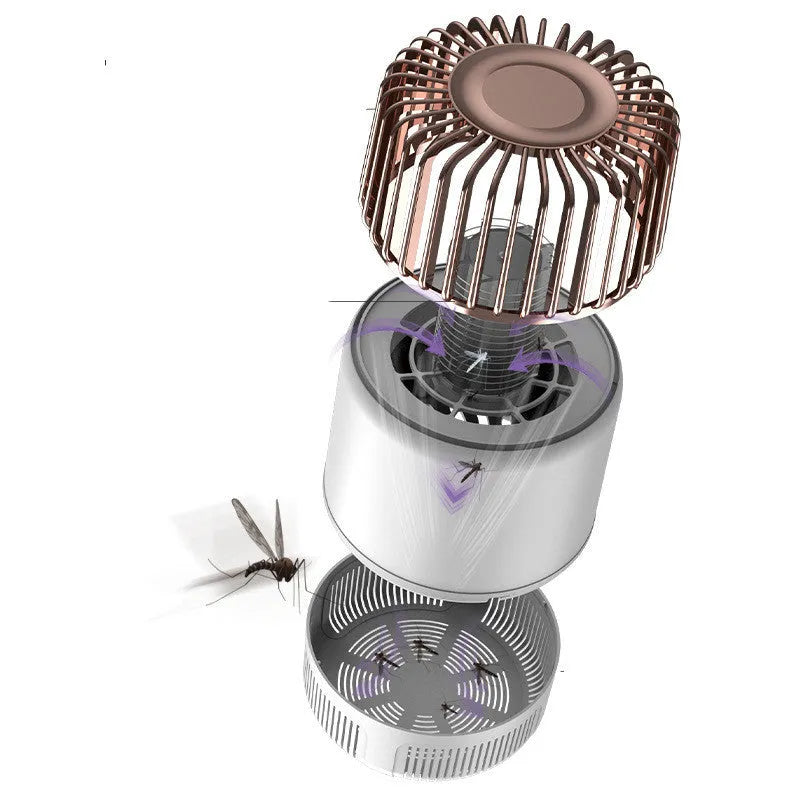 Black and white USB electric mosquito killer lamp for household insect control.