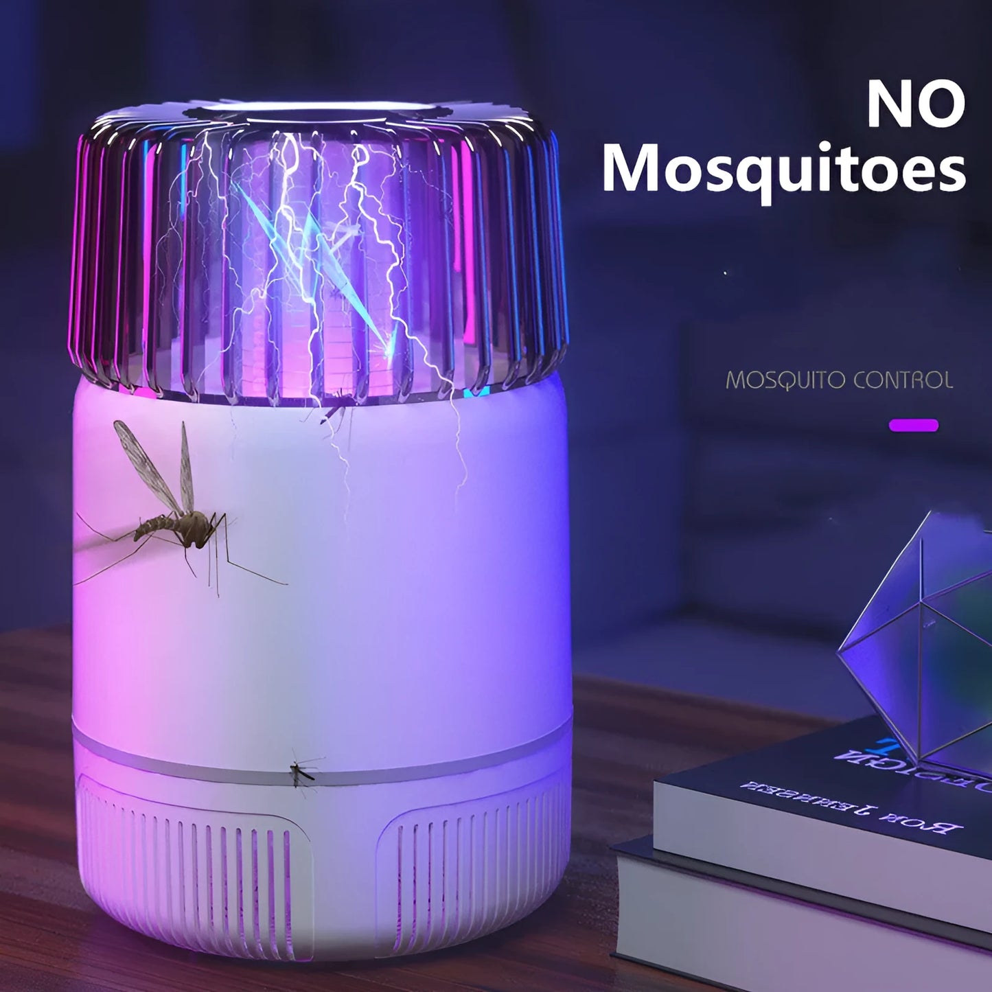 Black and white USB electric mosquito killer lamp for household insect control.