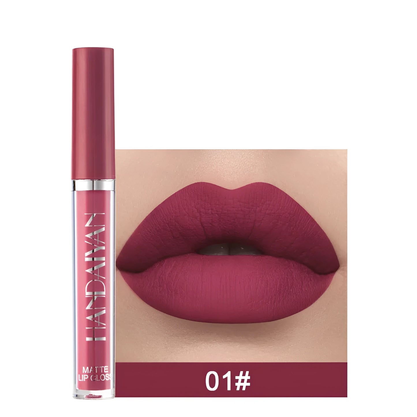 HANDAIYAN matte non-stick cup liquid lipstick tube in 2.5ml size, shown in one of 12 available colour styles.