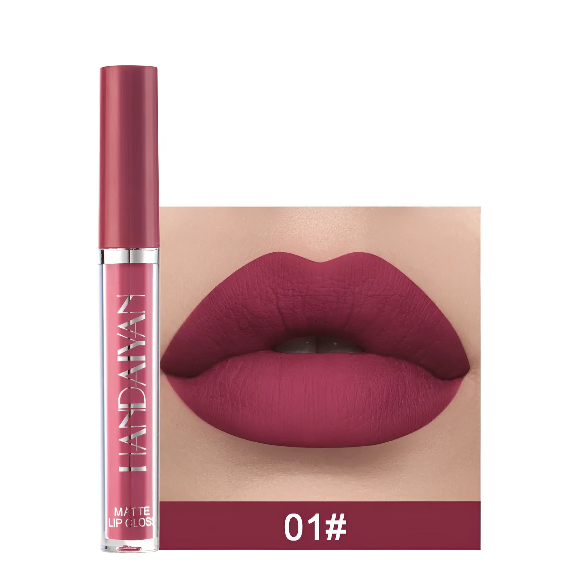 HANDAIYAN matte non-stick cup liquid lipstick tube in 2.5ml size, shown in one of 12 available colour styles.