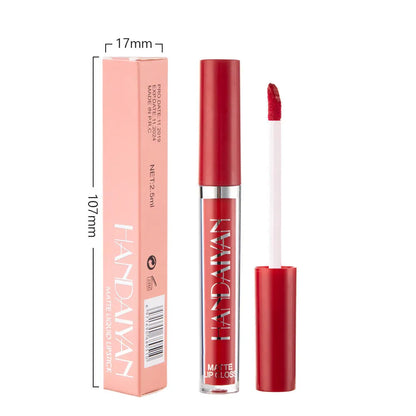 HANDAIYAN matte non-stick cup liquid lipstick tube in 2.5ml size, shown in one of 12 available colour styles.