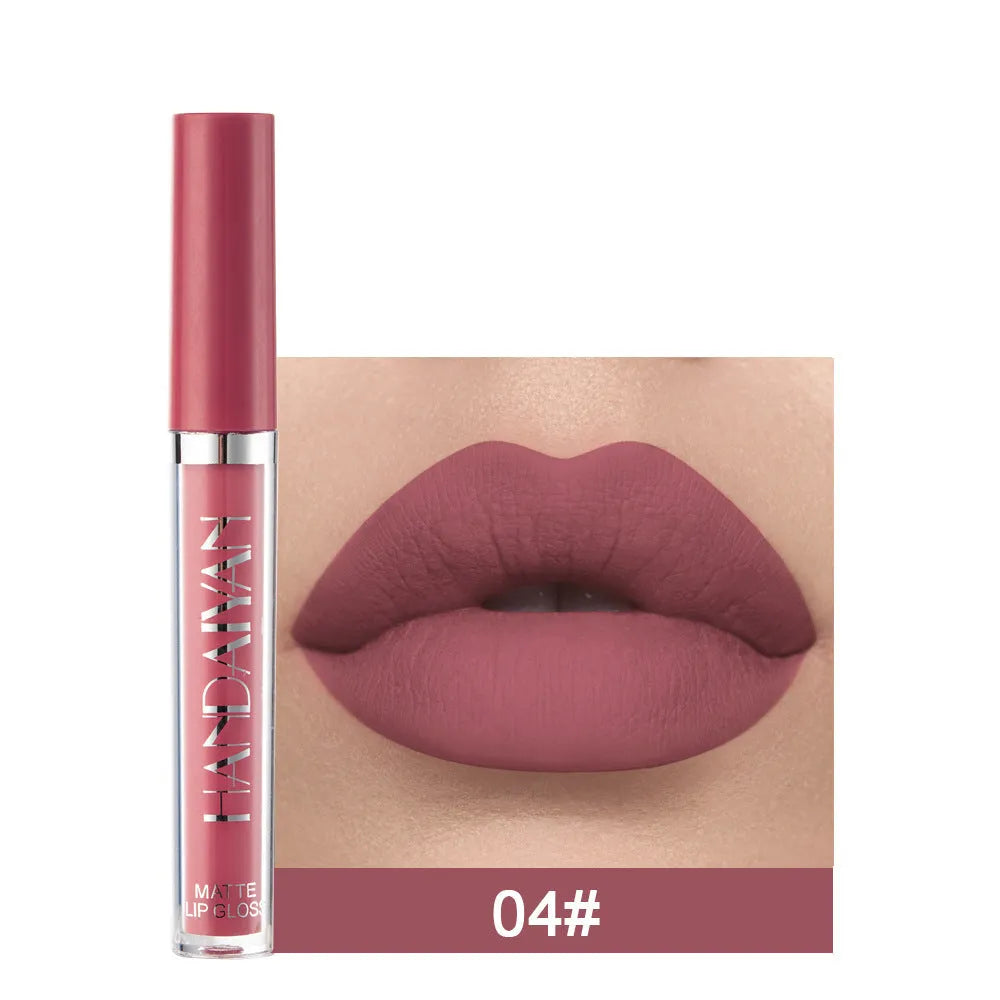 HANDAIYAN matte non-stick cup liquid lipstick tube in 2.5ml size, shown in one of 12 available colour styles.