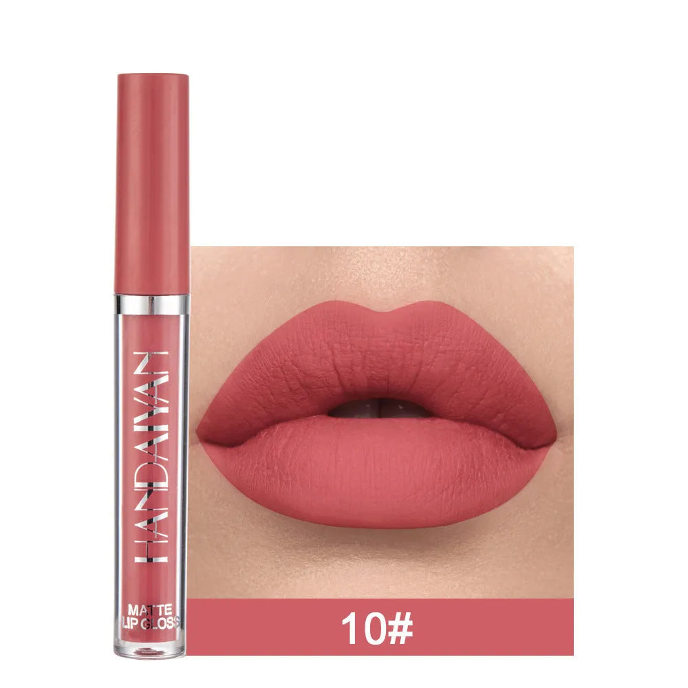 HANDAIYAN matte non-stick cup liquid lipstick tube in 2.5ml size, shown in one of 12 available colour styles.