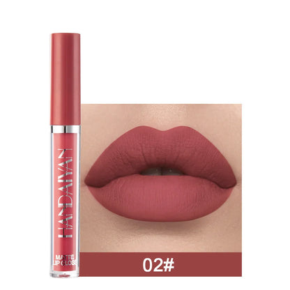 HANDAIYAN matte non-stick cup liquid lipstick tube in 2.5ml size, shown in one of 12 available colour styles.
