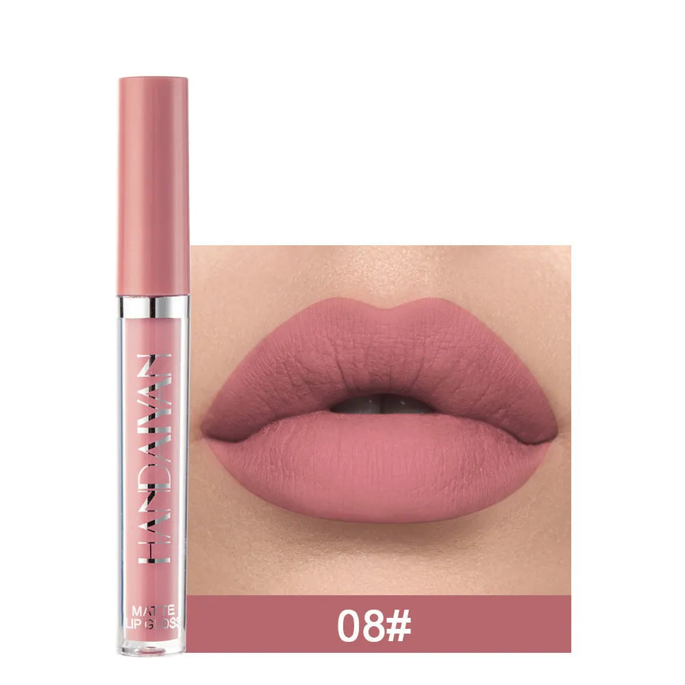 HANDAIYAN matte non-stick cup liquid lipstick tube in 2.5ml size, shown in one of 12 available colour styles.