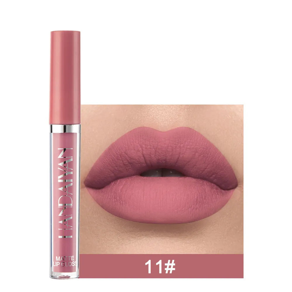 HANDAIYAN matte non-stick cup liquid lipstick tube in 2.5ml size, shown in one of 12 available colour styles.