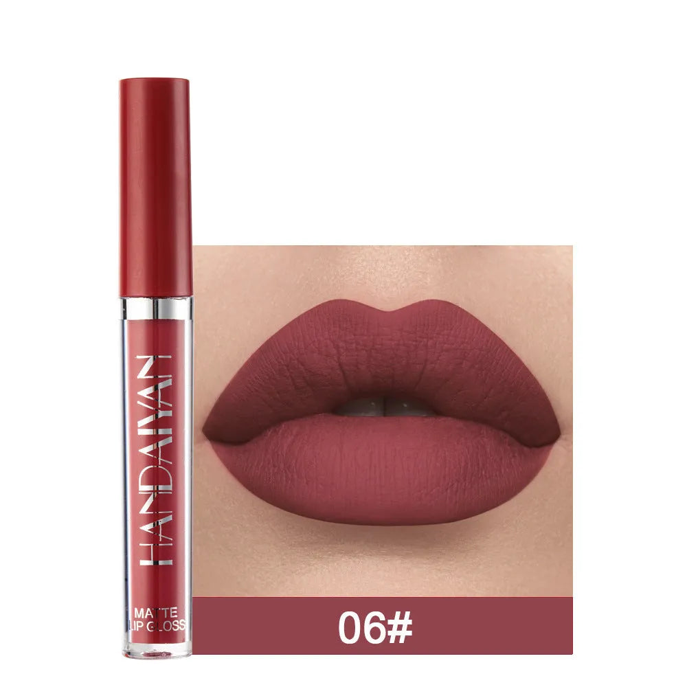 HANDAIYAN matte non-stick cup liquid lipstick tube in 2.5ml size, shown in one of 12 available colour styles.