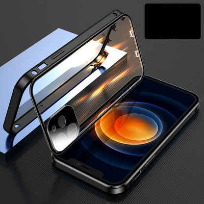Metal Frame Glass Phone Case for iPhone with tempered glass protection and aluminium frame
