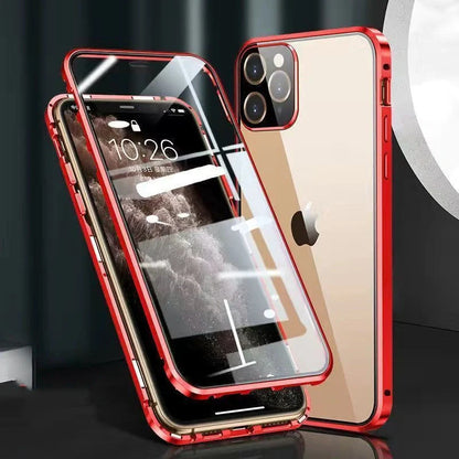 Metal Frame Glass Phone Case for iPhone with tempered glass protection and aluminium frame