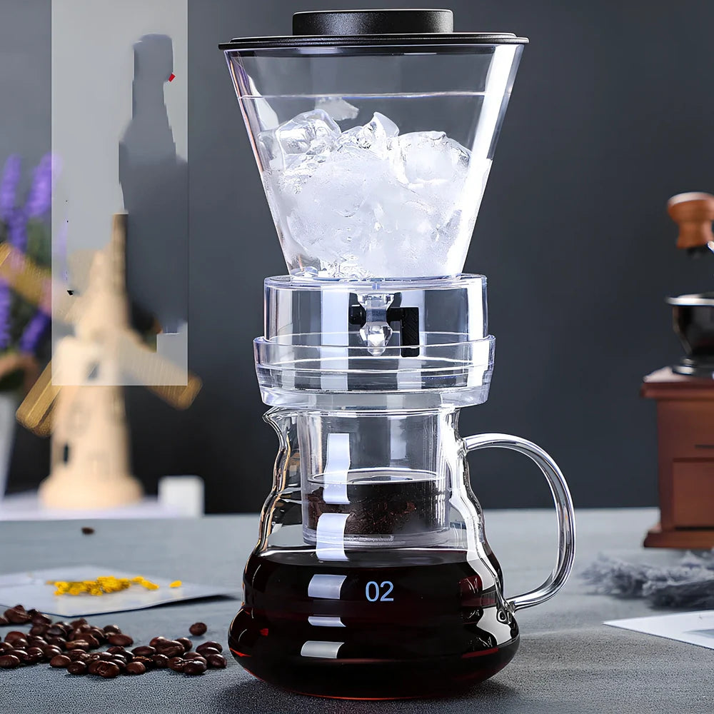 Traditional Chinese glass ice drip coffee pot with 750ml cold brew capacity