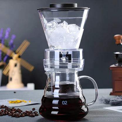 Traditional Chinese glass ice drip coffee pot with 750ml cold brew capacity