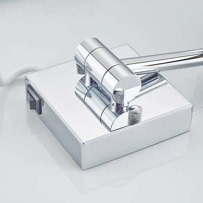 Stainless steel folding bathroom makeup mirror with 8.5 inch silver glass lens and hidden switch