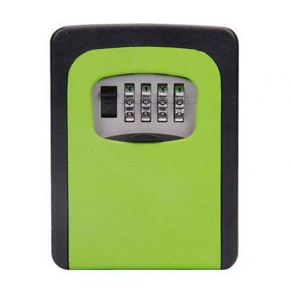 Wall-mounted 4-digit combination lock box for secure key storage on construction sites, in dorms, and more