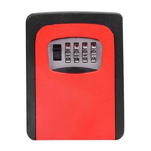 Wall-mounted 4-digit combination lock box for secure key storage on construction sites, in dorms, and more
