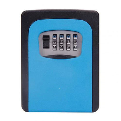 Wall-mounted 4-digit combination lock box for secure key storage on construction sites, in dorms, and more