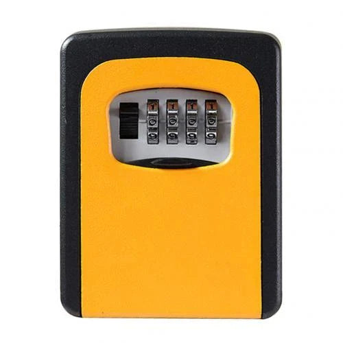 Wall-mounted 4-digit combination lock box for secure key storage on construction sites, in dorms, and more