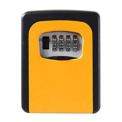 Wall-mounted 4-digit combination lock box for secure key storage on construction sites, in dorms, and more