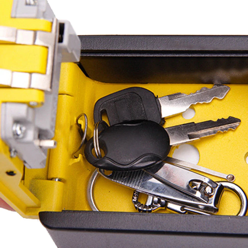Wall-mounted 4-digit combination lock box for secure key storage on construction sites, in dorms, and more