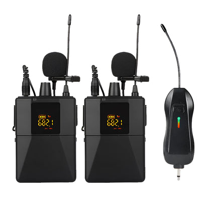 Black Little Bee X3 wireless lavalier microphone with magnetic clip attached to a shirt collar.