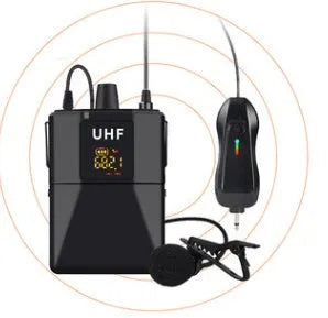Black Little Bee X3 wireless lavalier microphone with magnetic clip attached to a shirt collar.